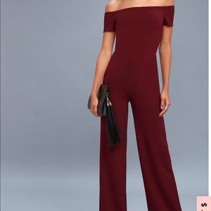 Lulus burgundy jumpsuit